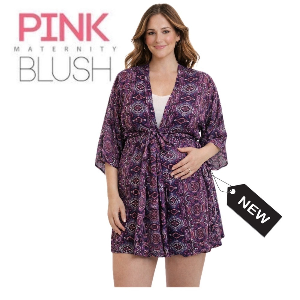 NWT Pink blush VT5951k Multi Color/pattern rayon maternity soft light ro…